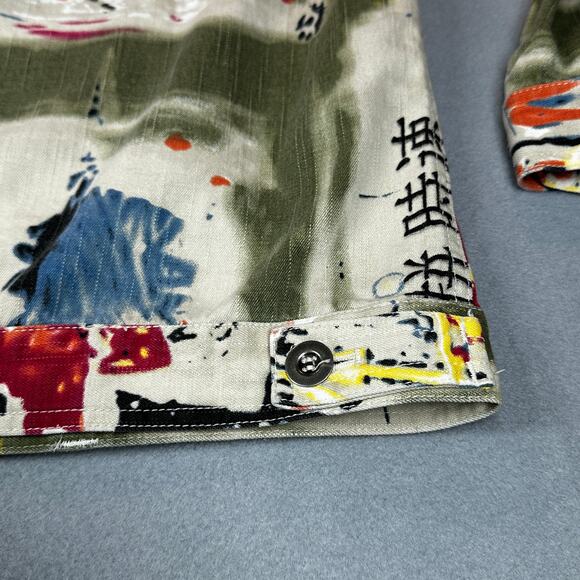 Units Woman Jacket 2X Abstract Print Button Front Long Sleeve Boxy Cotton Coat - Picture 13 of 15